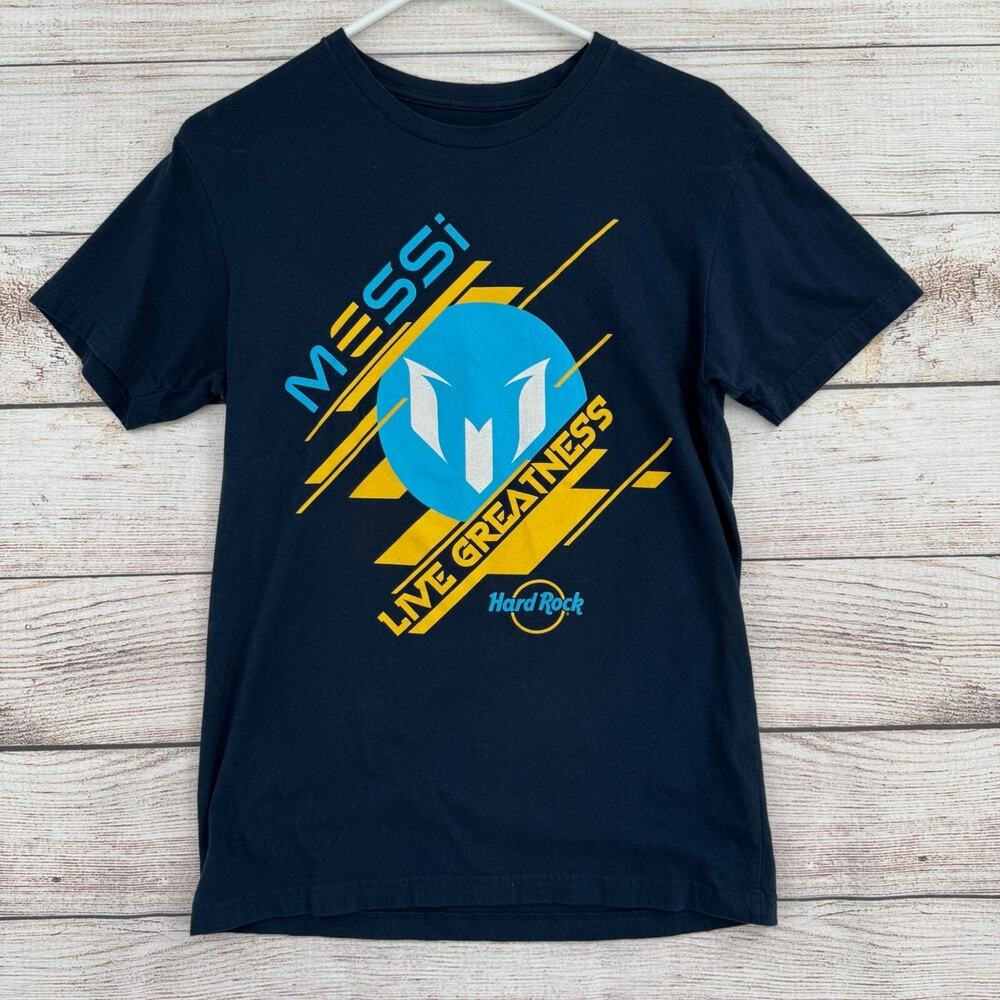 Messi x Hard Rock Live Greatness 10 T-Shirt Adult Size Small Navy Blue